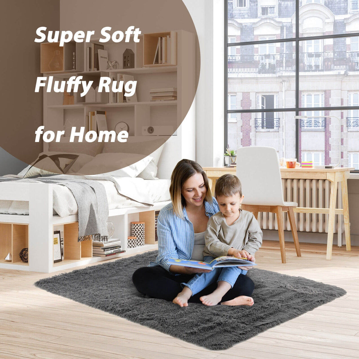4x6 Feet Modern Soft Shag Rug with Non