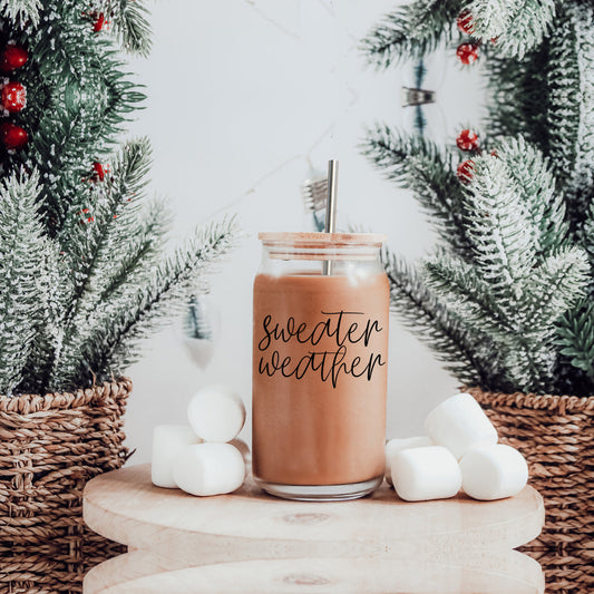 17oz Glass Tumbler With Bamboo Lid, 2 Stainless Straws & Cleaner, Hot/Iced
