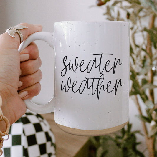Sweater Weather Ceramic Mug 16oz - Cozy Autumn Winter Coffee Tea Cup