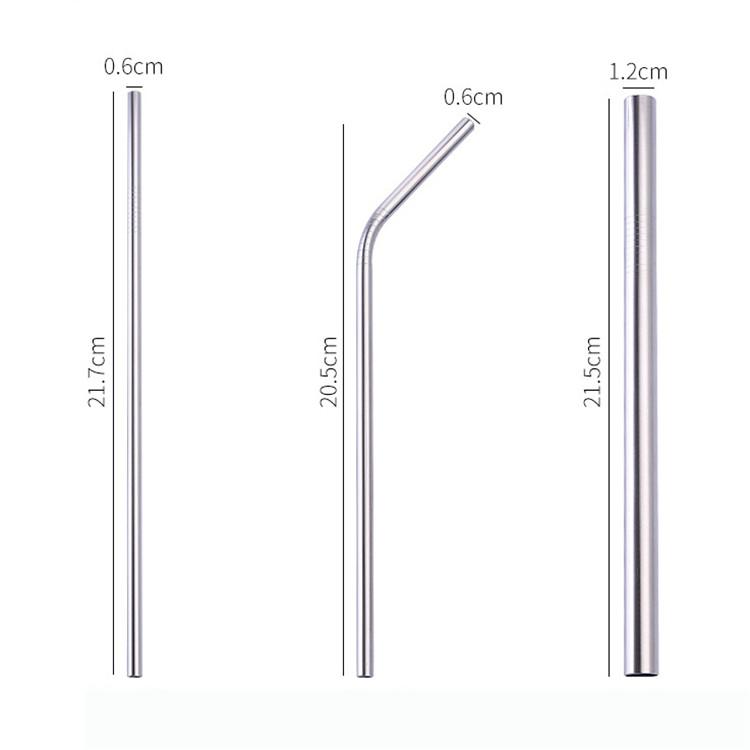 Stainless Steel Reusable Straw Set 5-Piece With Cleaner Bag Eco Dishwasher