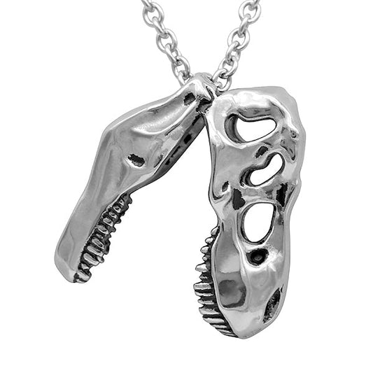 T Rex Skull Necklace Pendant Silver Dinosaur Jewelry