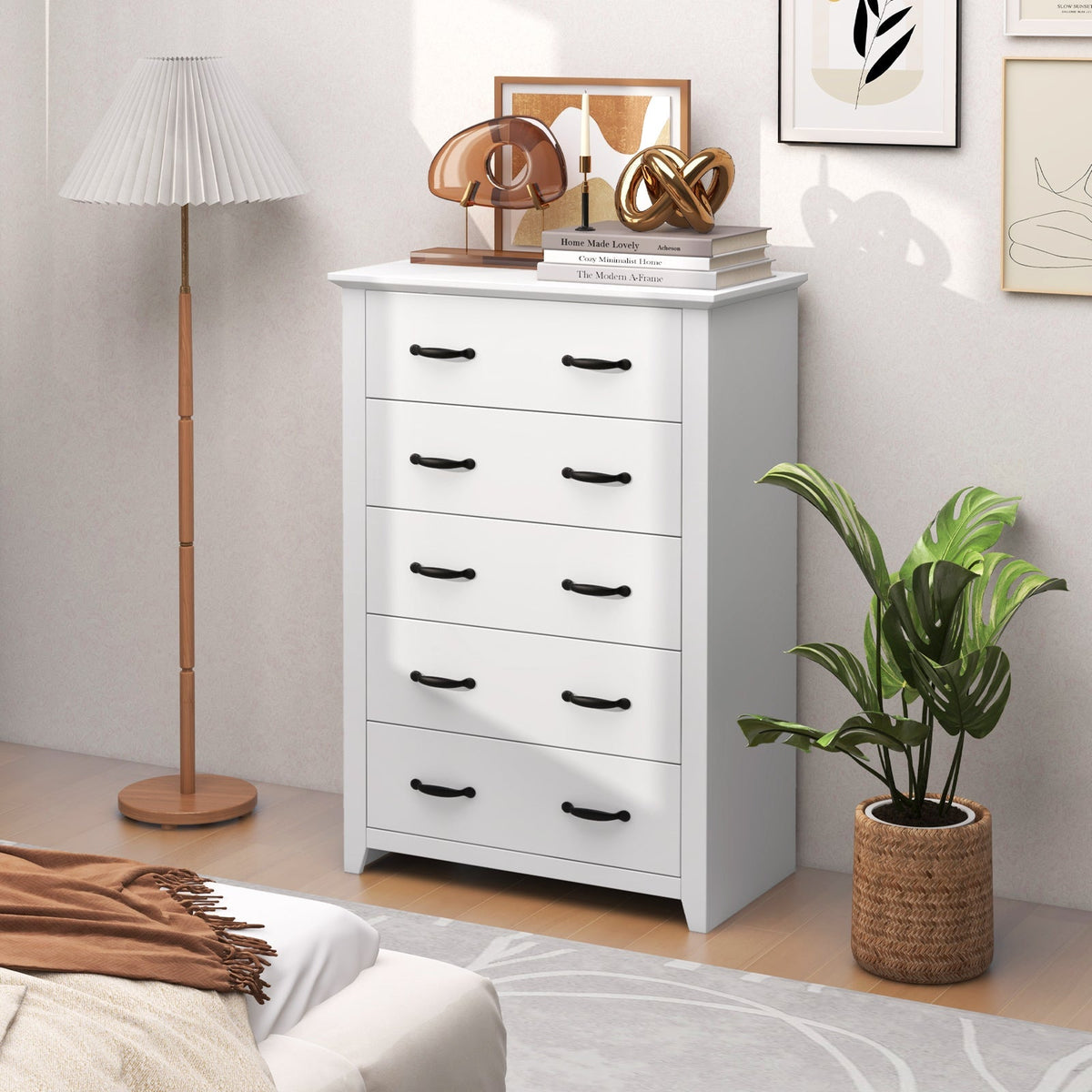 Tall Storage Dresser with 5 Pull-out Drawers for Bedroom Living Room