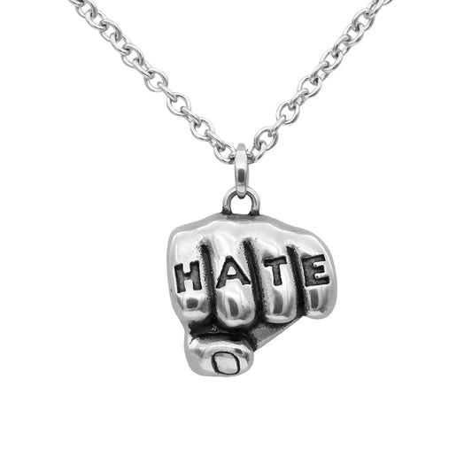Tattoo Hand Pendant Necklace Gothic Fist Charm Silver