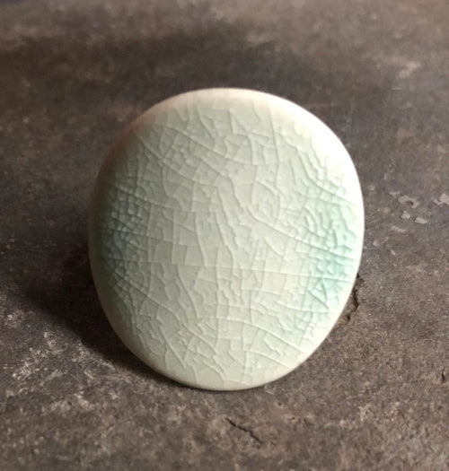 Teal Ceramic Adjustable Cocktail Statement Wide Band Ring