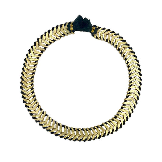 Temple Collar Bib Necklace Boho Tribal Statement With Cotton Tassels Zinc Alloy