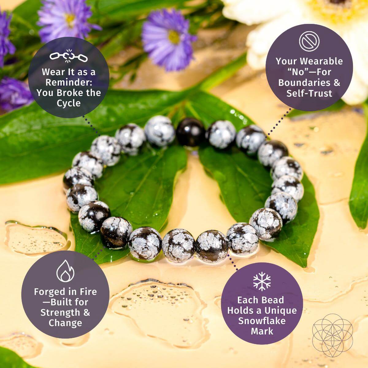 El rompedor de patrones – Pulsera de obsidiana copo de nieve