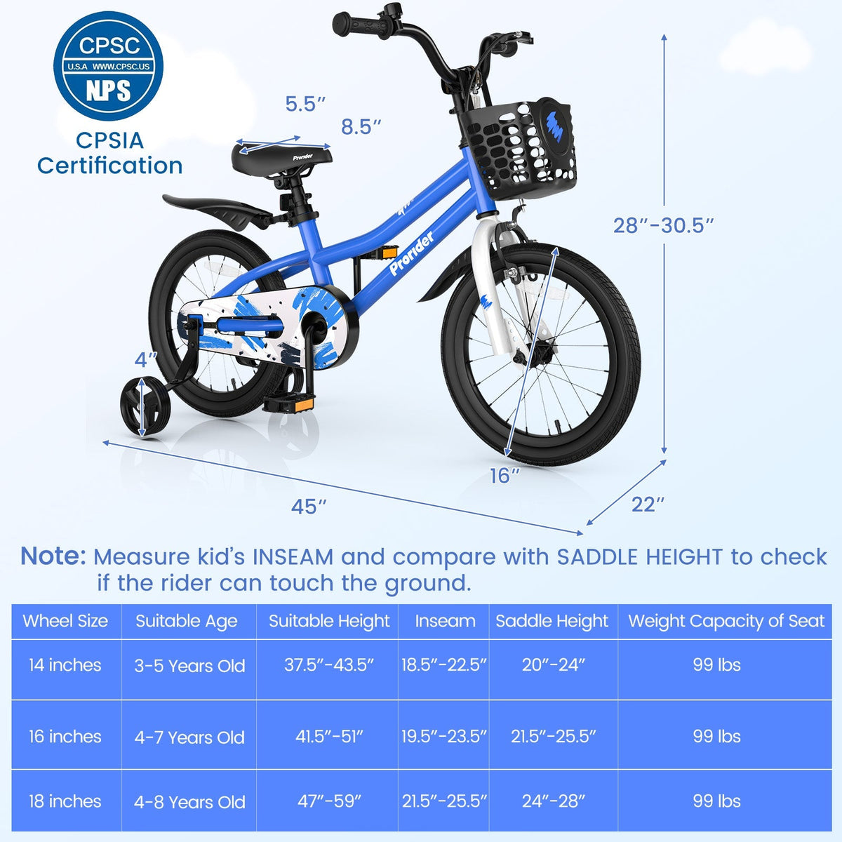 16 Inch Kids Bike with Removable Training Wheels