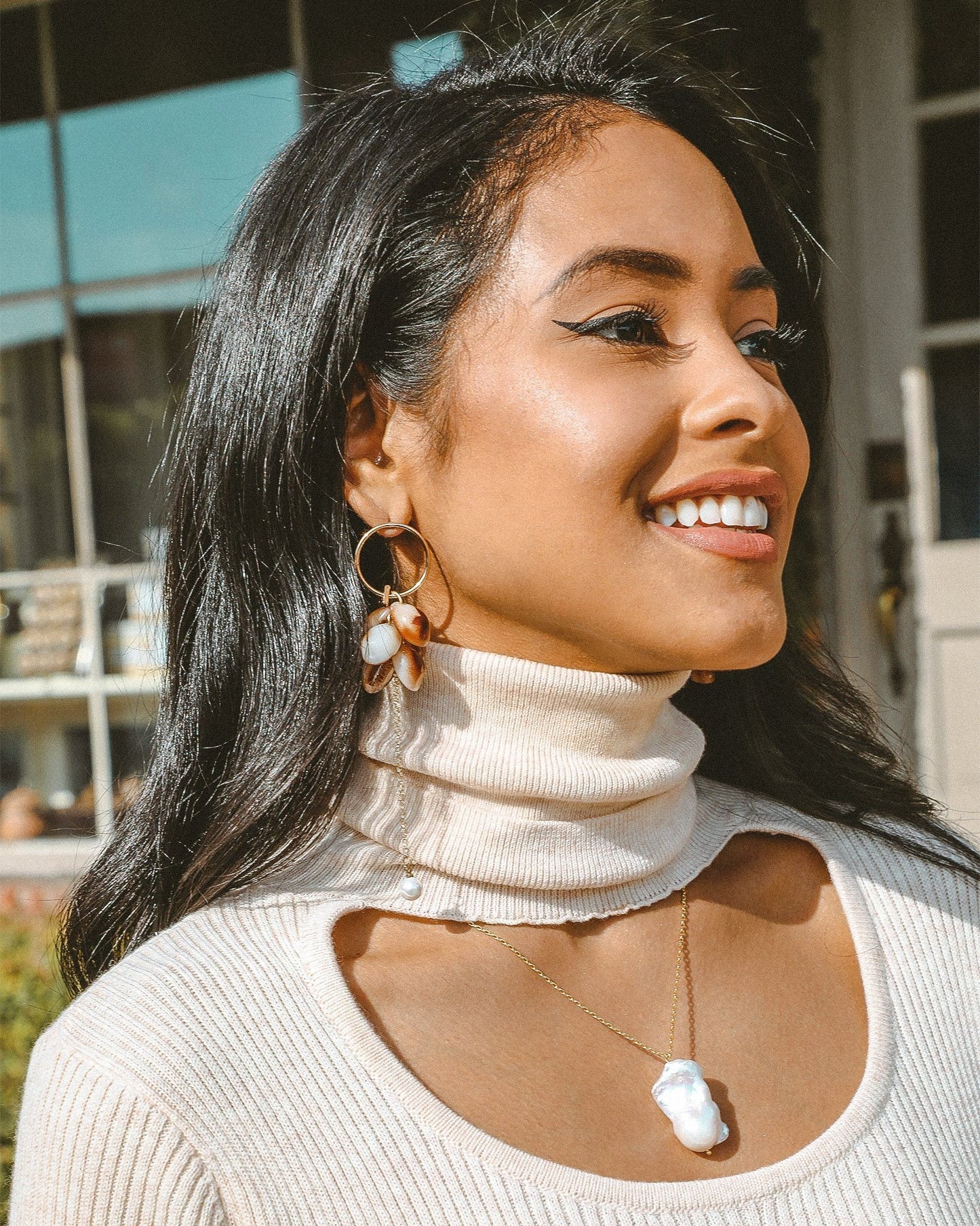 Tortoiseshell Dangle Earrings Boho Shell Drop Lightweight