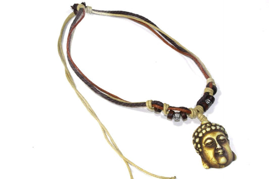 Trendy Buddha Boho Necklace With Adjustable Cord Pendant