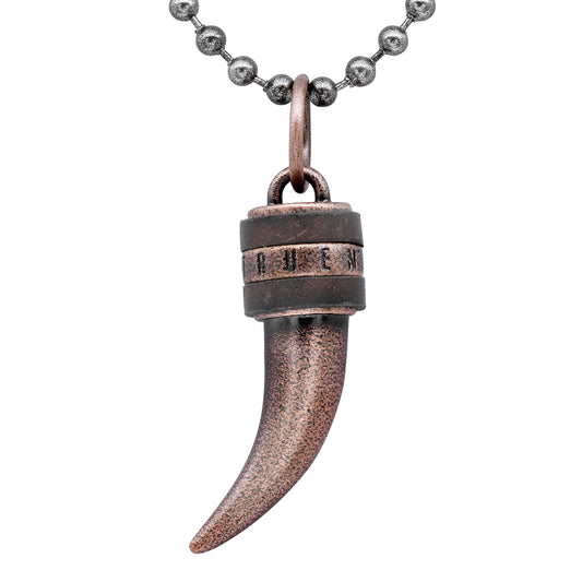 Tribal Copper Plated Wolf Tooth Pendant Necklace Mens