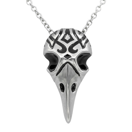Tribal Crow Skull Pendant Necklace Gothic Raven Bird Amulet