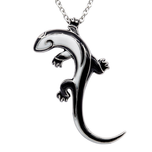 Tribal Lizard Pendant Necklace Stainless Steel Black