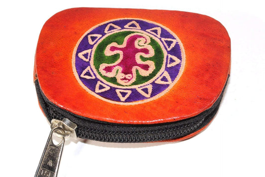 Tribal Salamander Leather Coin Purse Small Zipper Wallet
