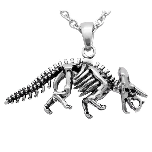 Triceratops Skeleton Pendant Necklace Gothic Retro Silver