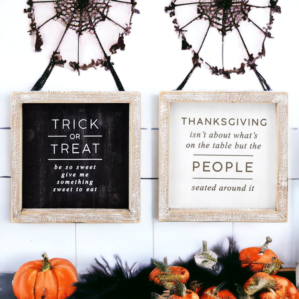 Double-Sided Halloween To Thanksgiving Reversible Porch Sign 2-in-1 Fall Decor