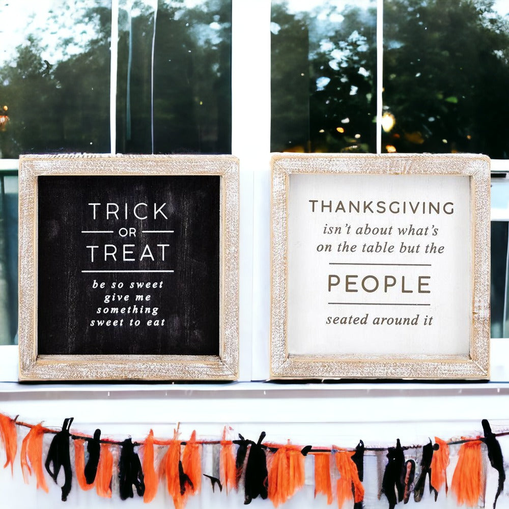 Double-Sided Halloween To Thanksgiving Reversible Porch Sign 2-in-1 Fall Decor