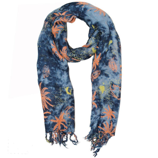Tropical Blue Island Print Sarong Wrap Lightweight Beach