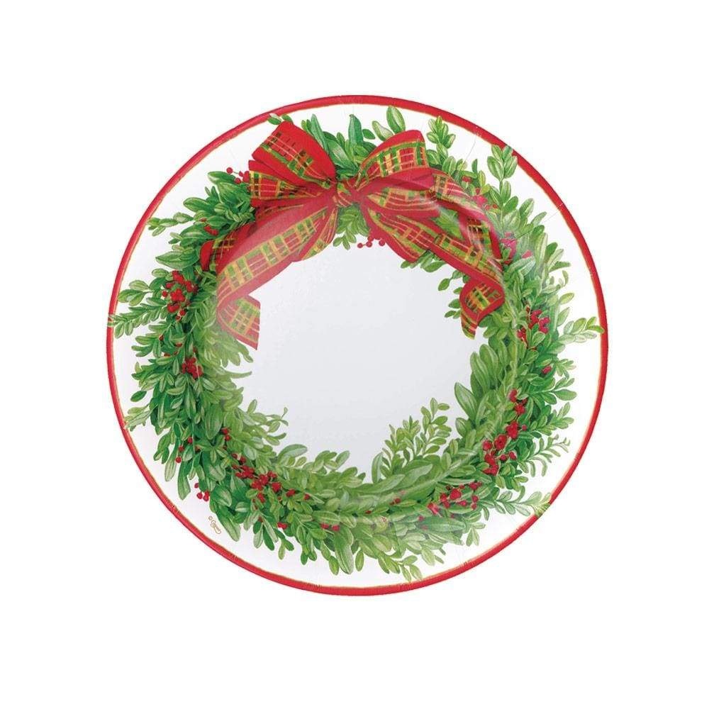 Boxwood and Berries Wreath Paper Salad & Dessert Plates