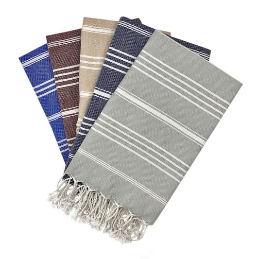Turkish Cotton Hand Towel 36x22 Quick-Dry Absorbent Kitchen Bathroom With Fringe, 6 Colors