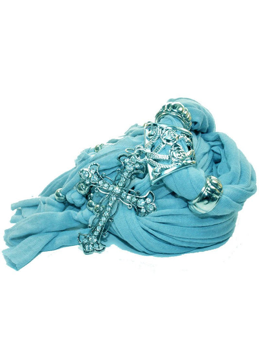 Turquoise Cross Pendant Scarf Lightweight Fashion Accessory