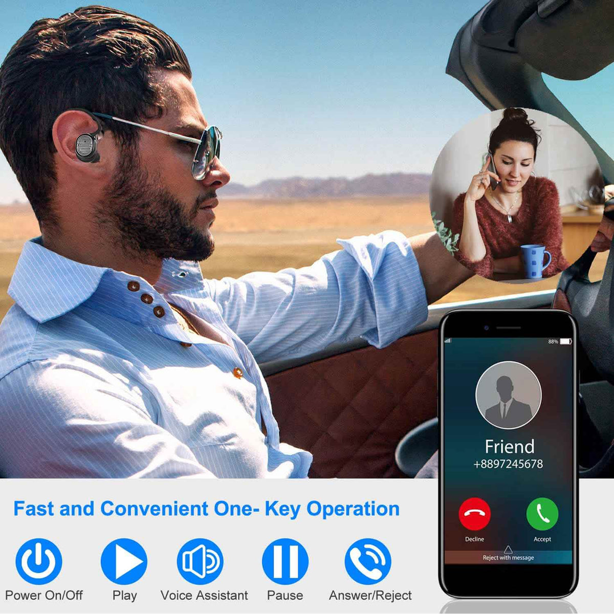 Auriculares inalámbricos TWS 5.0 IPX4 táctiles intrauditivos estéreo