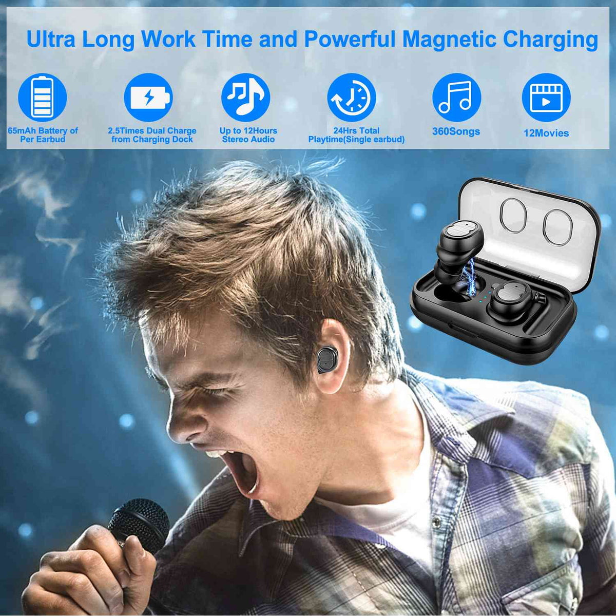 Auriculares inalámbricos TWS 5.0 IPX4 táctiles intrauditivos estéreo