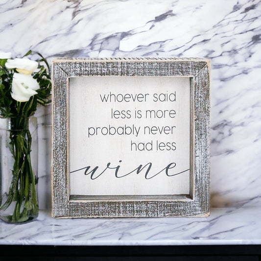 Wine Kitchen Sign 5x5 Thick Framed Wooden Bar Label Sign For Wine Lovers