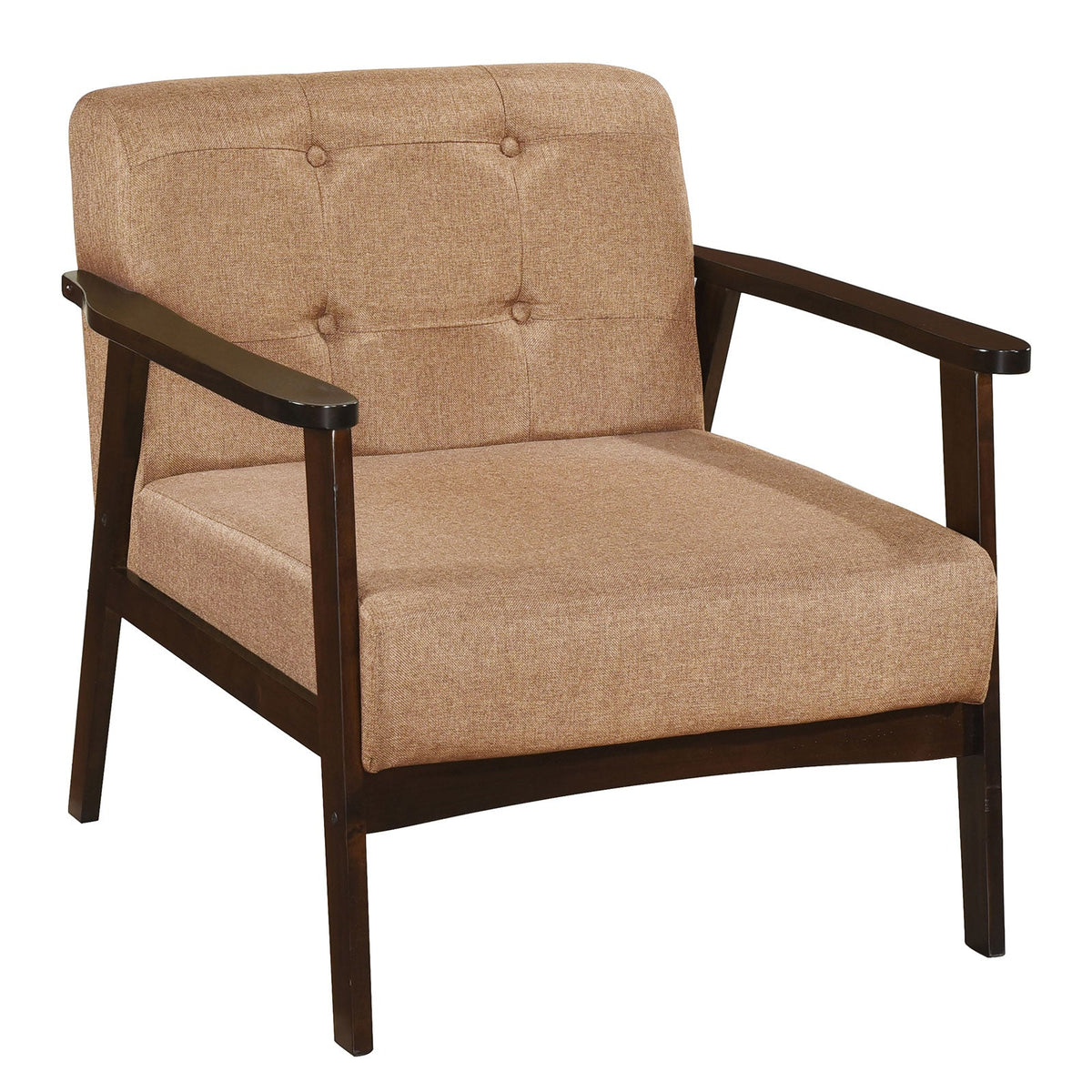 Rubber Wood Frame Accent Chair with Armrest for Living Room
