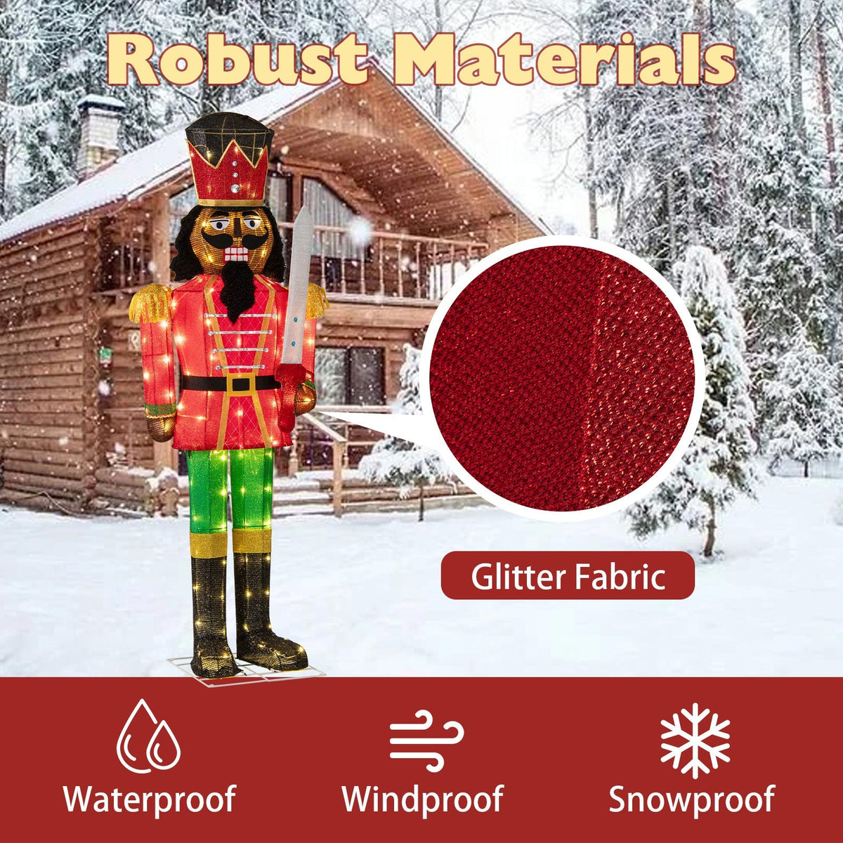 Set of 2 5 FT Lighted Christmas Nutcracker with Glitter Sword