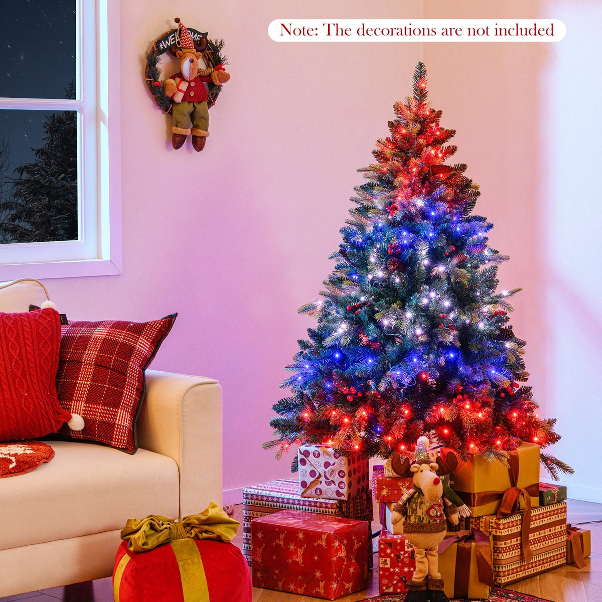 5/6/7/8 FT Artificial Christmas Tree with LED Lights and Remote APP Control
