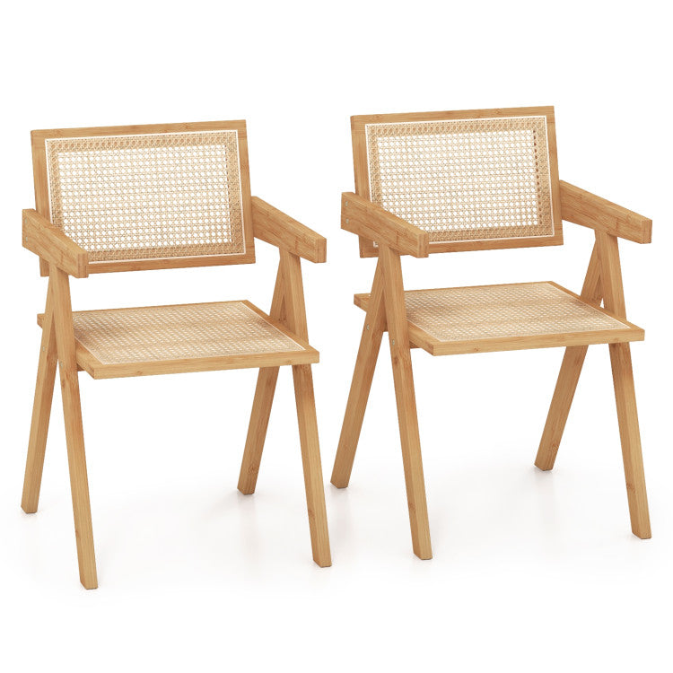 Kitchen Dining Set with Extendable Table 2 Rattan Accent Chairs and Kitchen Cabinet