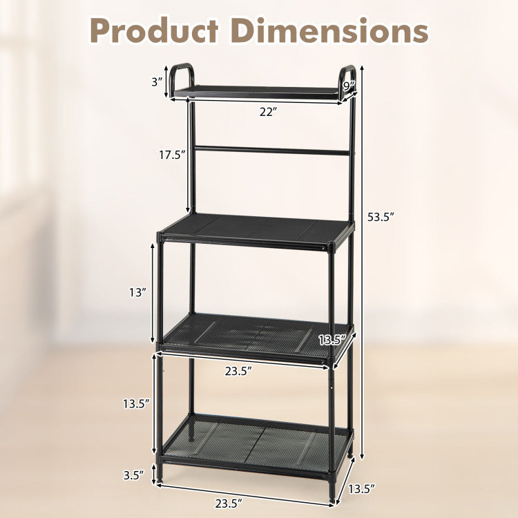 Kitchen Organization with 4-Tier Kitchen Microwave Storage Rack and Trash Can