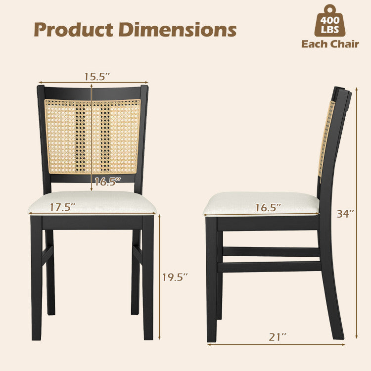 3-Piece Mid-Century Dining Set with 36‚Äù Round Pedestal Table and 2 Farmhouse Rattan Dining Chairs
