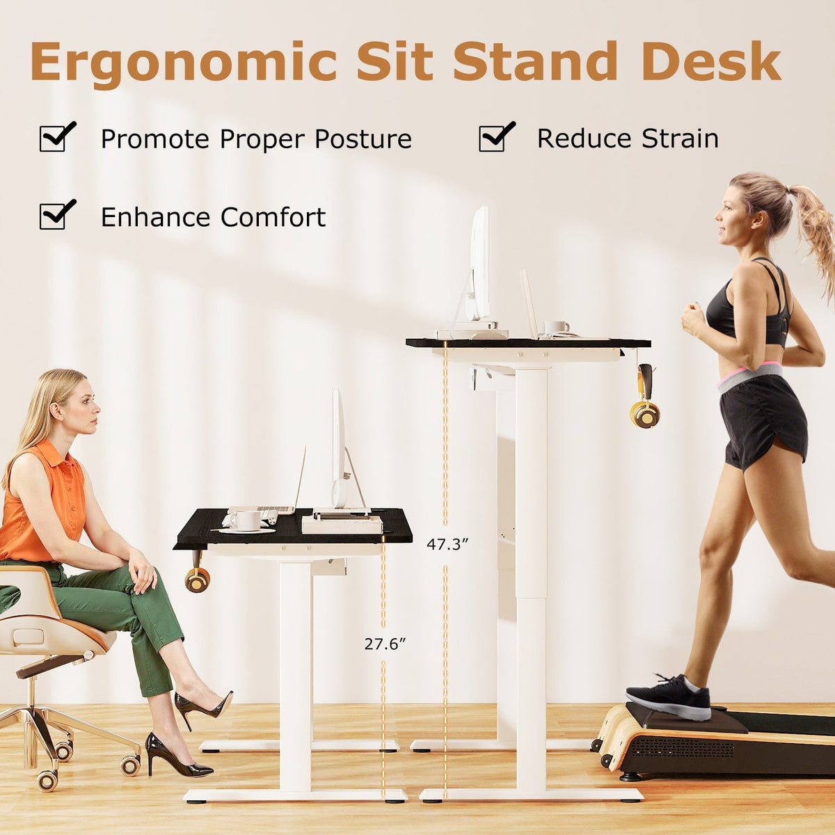 Electric Standing Desk Height Adjustable with 3 Memory Heights Black