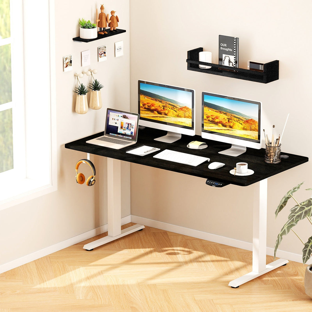 Electric Standing Desk Height Adjustable with 3 Memory Heights Black