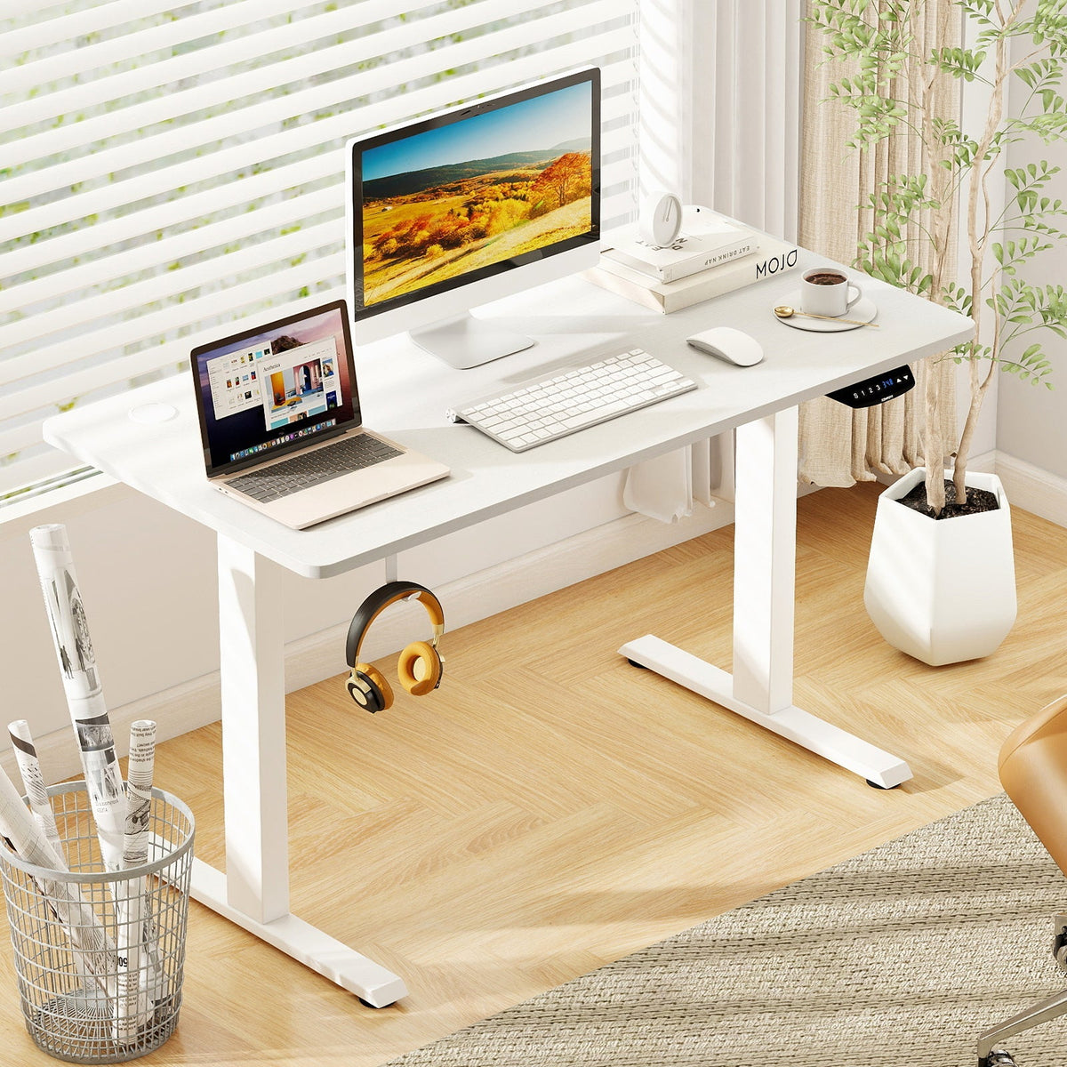 Electric Standing Desk Height Adjustable with 3 Memory Heights White