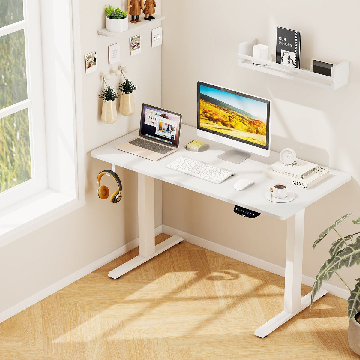 Electric Standing Desk Height Adjustable with 3 Memory Heights White