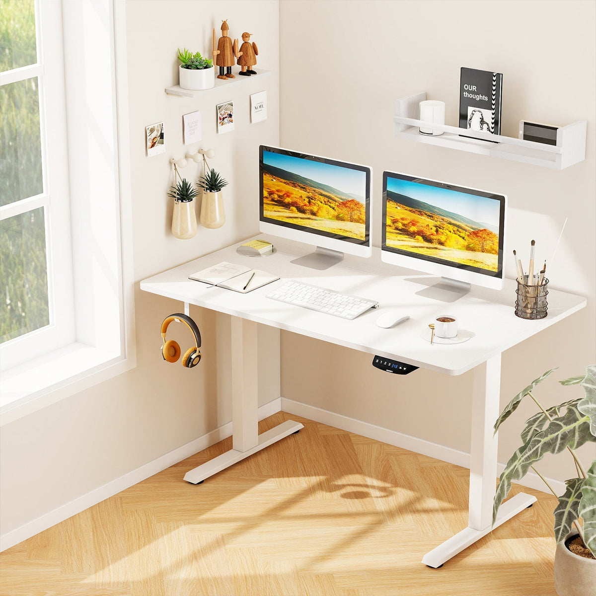 Electric Standing Desk Height Adjustable with 3 Memory Heights White