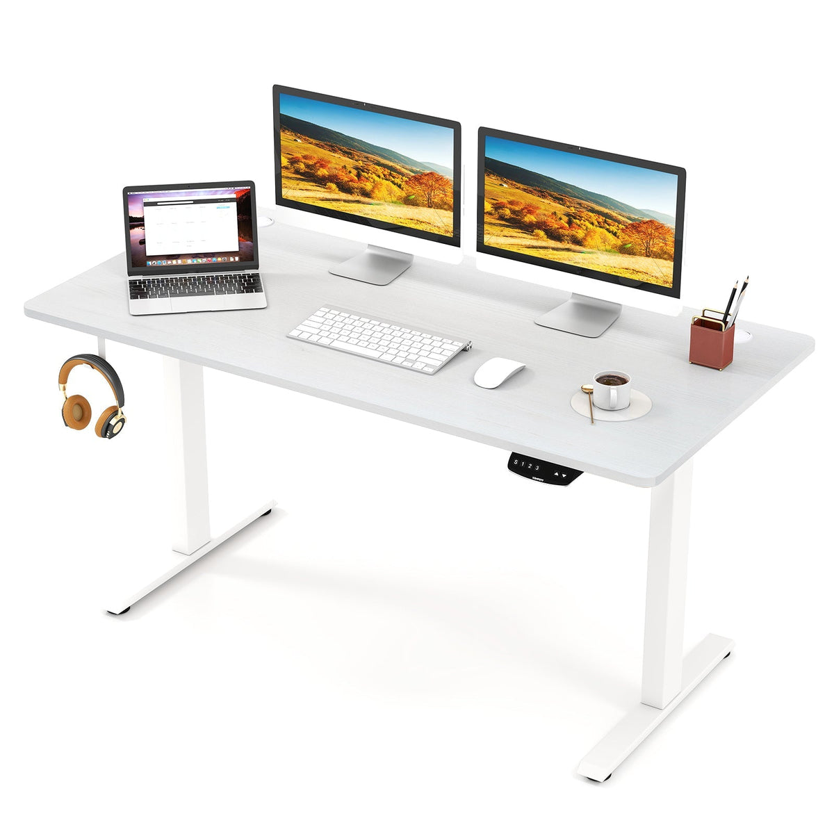 Electric Standing Desk Height Adjustable with 3 Memory Heights White