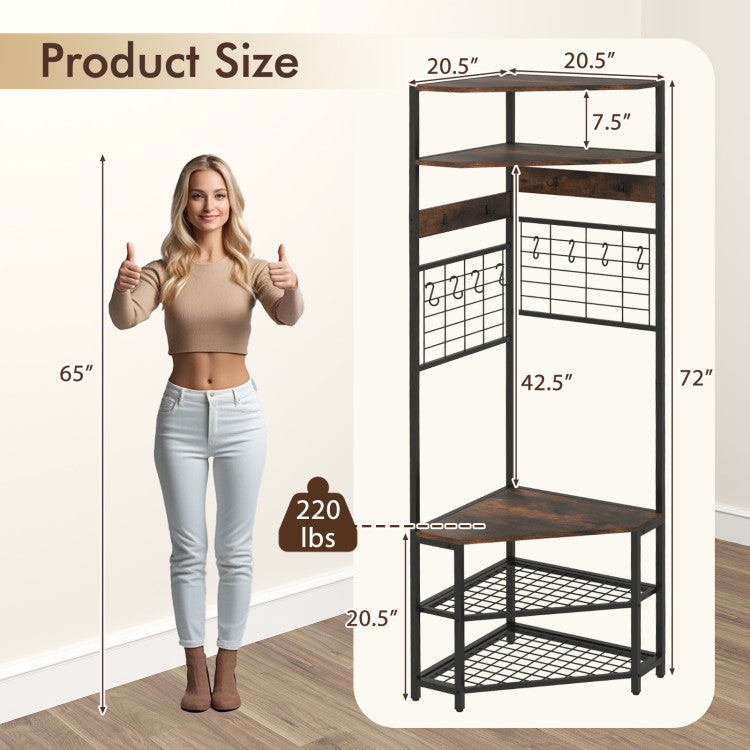 Entryway Set with 44 Inch Console Table 5-Tier Corner Hall Tree and Waiting Room Bench