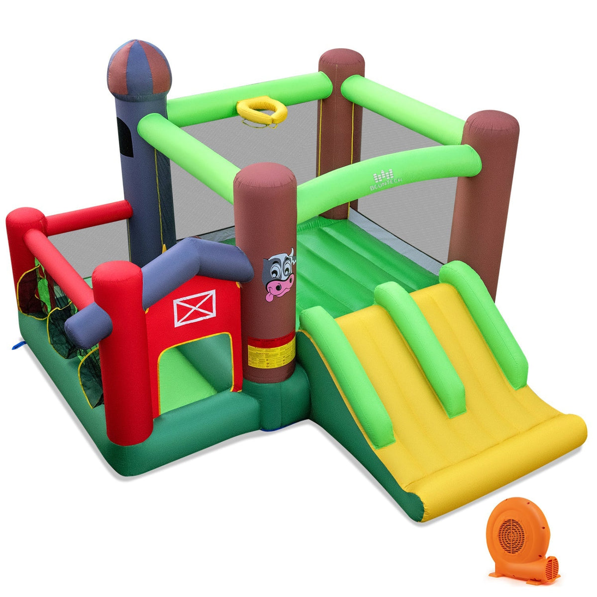 Kids Castle Slide Bouncer with 750W Blower and Dual Slides