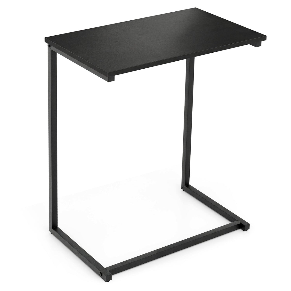 C-shaped Industrial End Table with Metal Frame