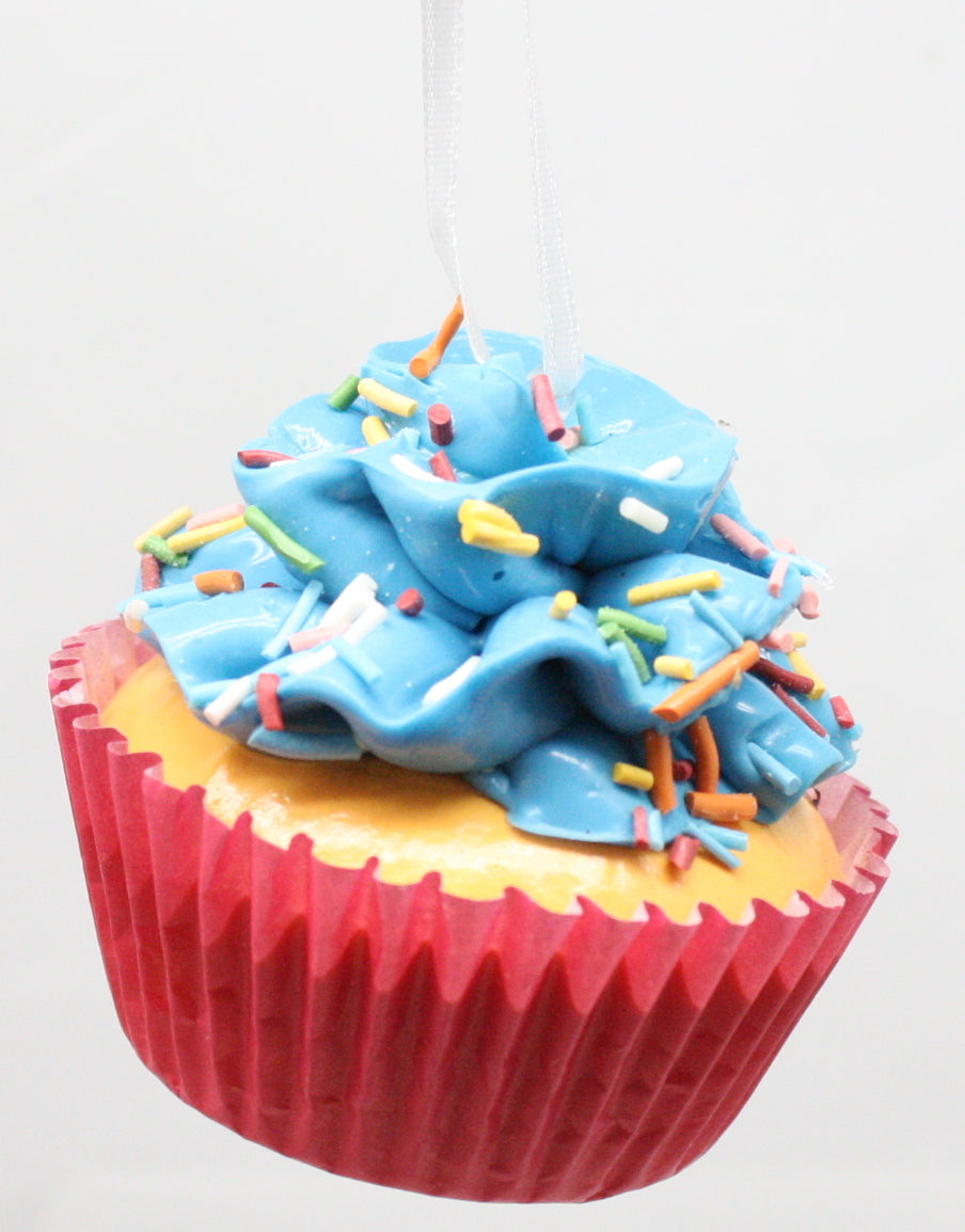 Adornos de cupcake de flores: azul claro con chispas delgadas