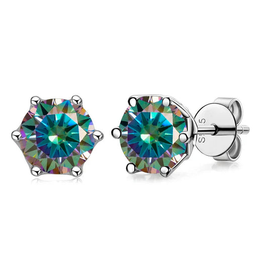 VVS D Color Russian Cut Moissanite Stud Earrings 1/2/4 CT S925 Sterling Silver