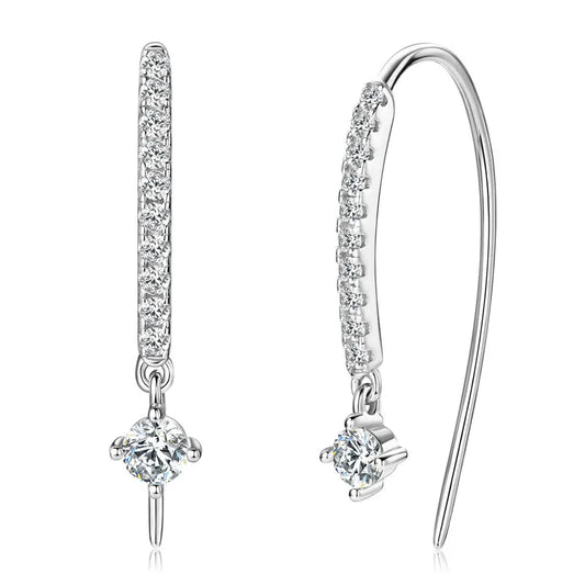 VVS1 Round Moissanite U-Shaped Stud Earrings 925 Sterling Silver Hypoallergenic Gift for Women