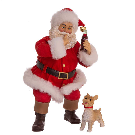 Set de 2 piezas de Papá Noel y perro Coca-Cola Fabriche de Sundblom de 10 pulgadas, edición 90 aniversario