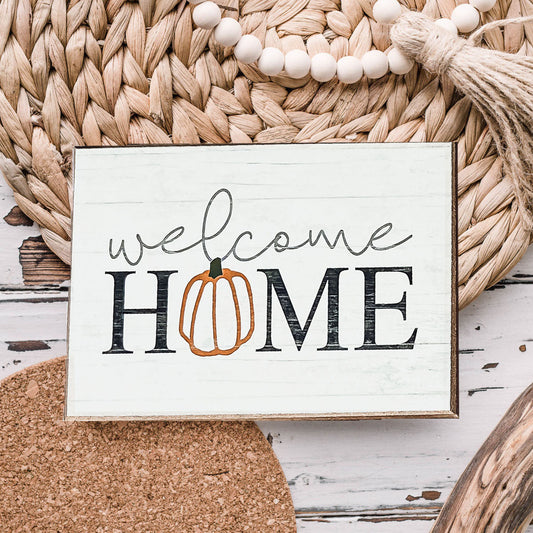 Welcome Home Wooden Seasonal Sign 6x4 Rustic Door Wall Decor