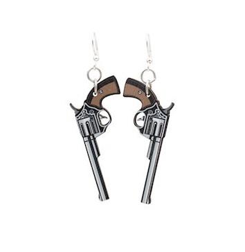 Western Pistol Dangle Earrings Cowboy Revolver Earrings