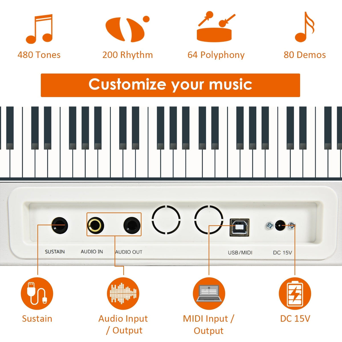 88-Key Full Size Digital Piano Weighted Keyboard with Sustain Pedal