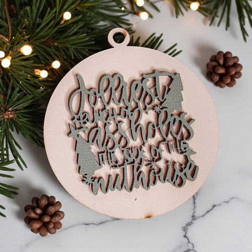 Funny Sarcastic Christmas Ornament Wooden Jolliest Bunch 12 Colors Holiday Gift